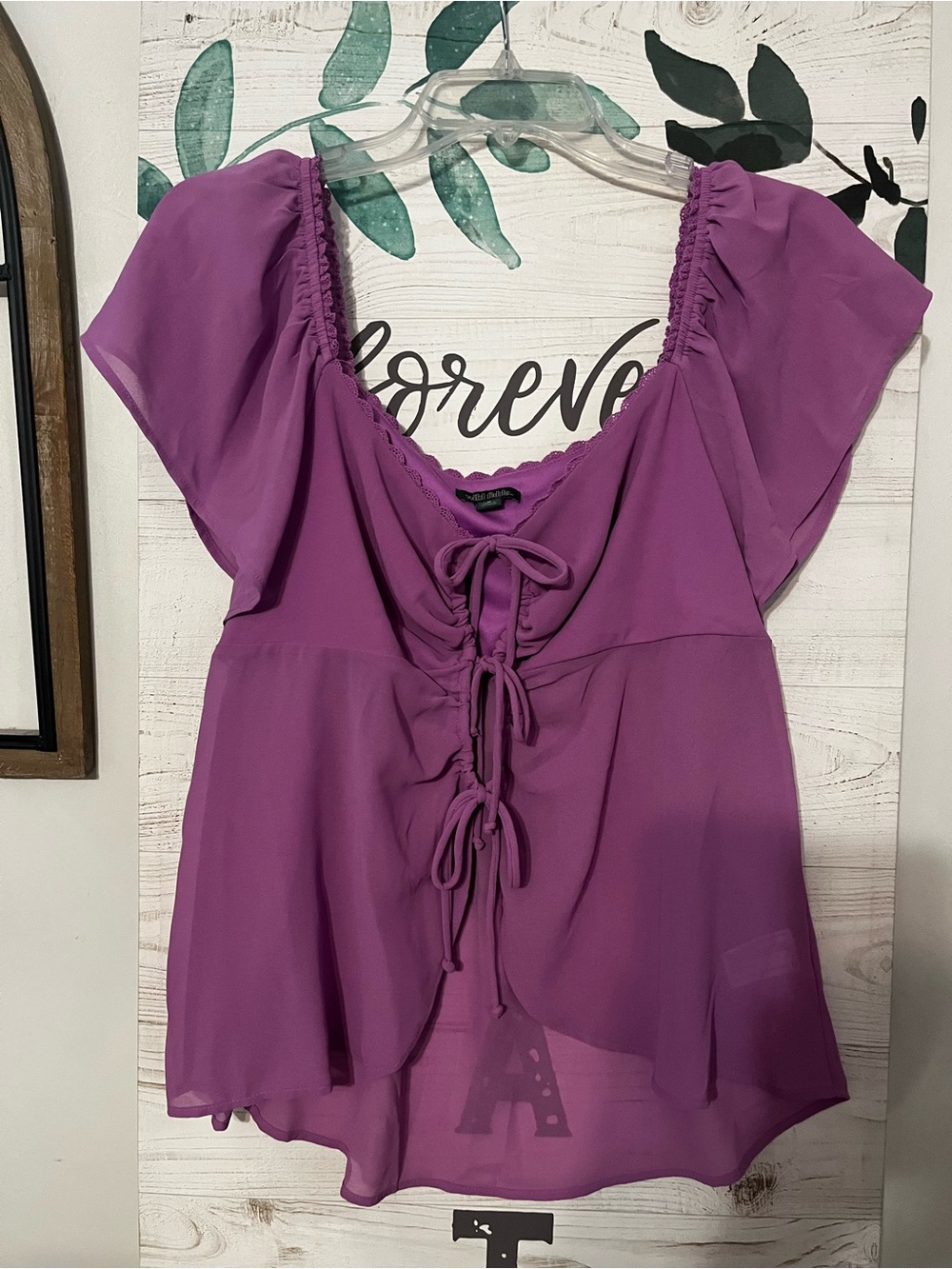 Purple Women's Tie-Front Blouse